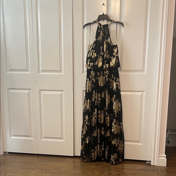 MSK Black and Gold Floral Maxi Dress - Picture 1 of 4